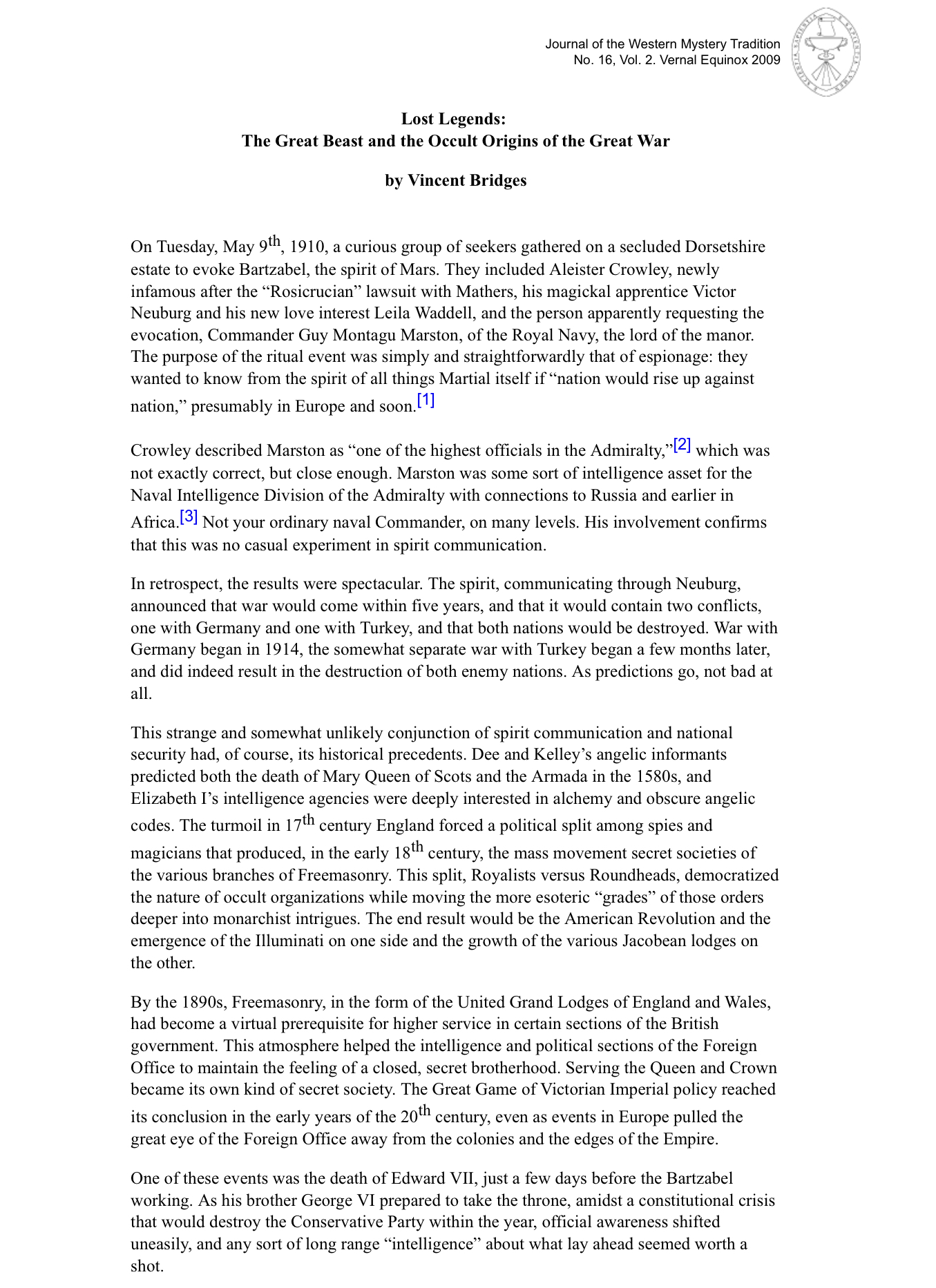 Lost Legends:  The Great Beast and the Occult Origins of the Great War (ebook)