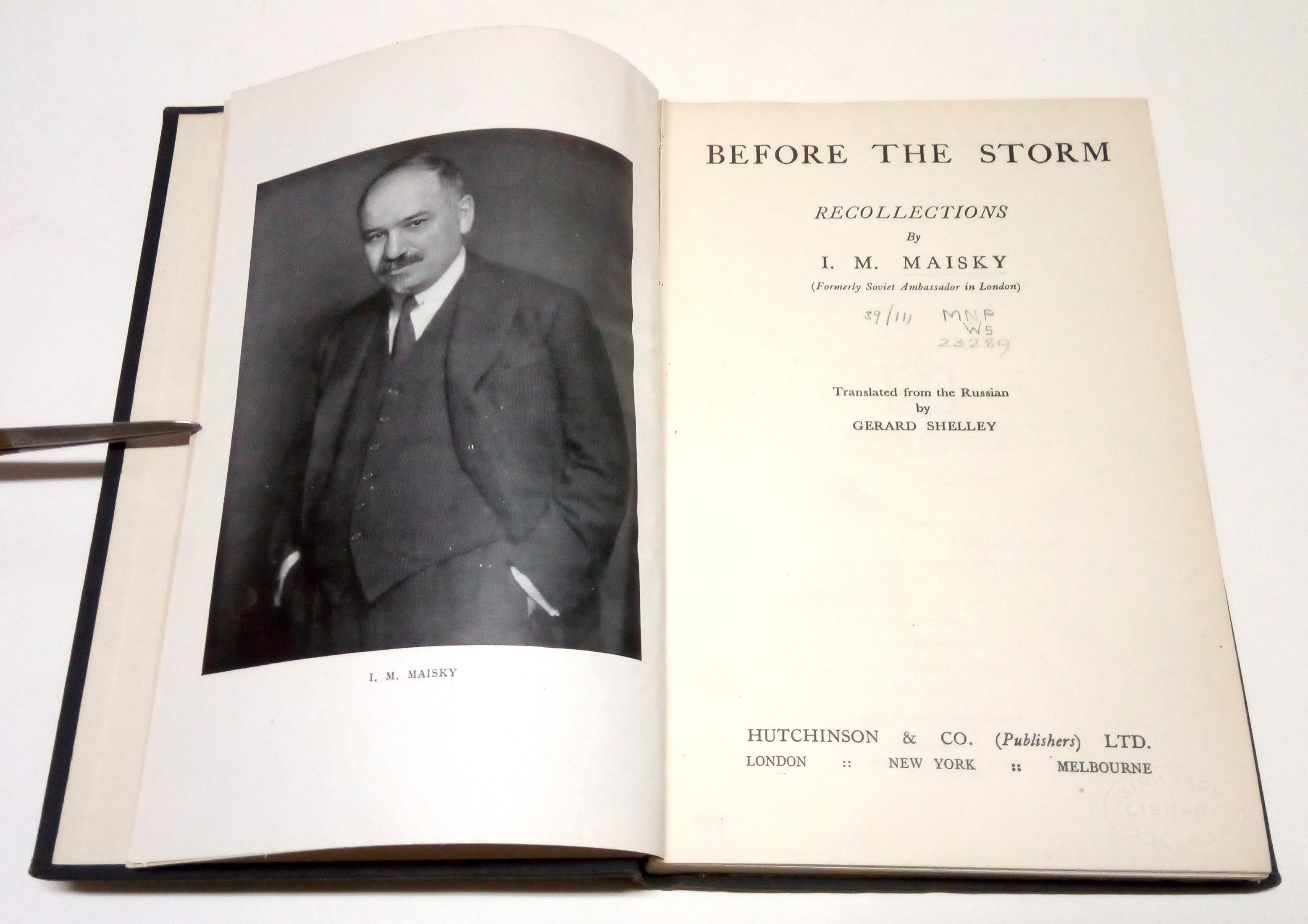 Before the Storm: Recollections by I. M. Maisky