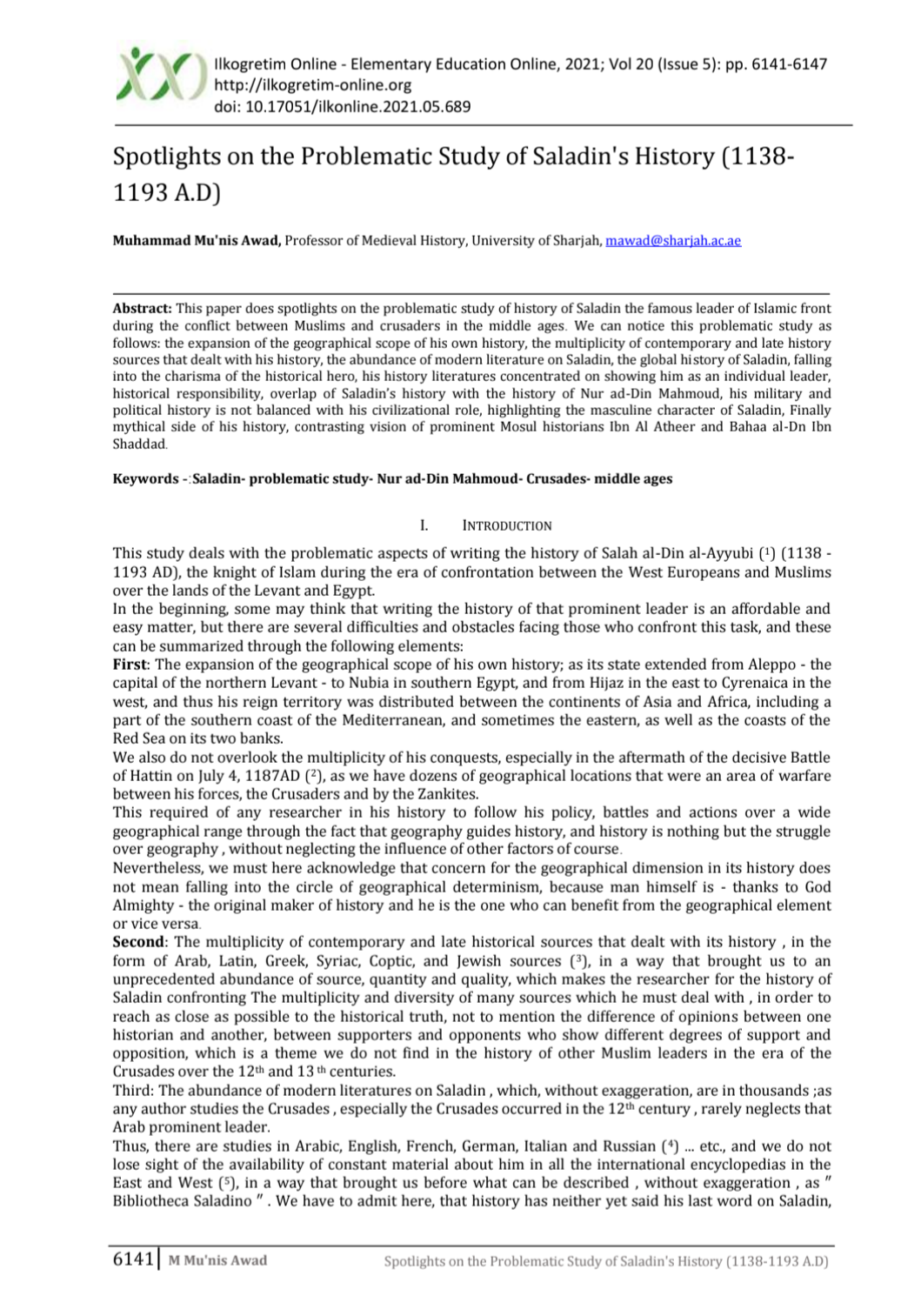 Spotlights on the Problematic Study of Saladin's History (1138–1193 A.D)