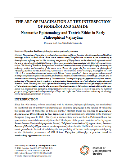 The Art of Imagination at the Intersection of Pramāṇa and Samaya: Normative Epistemology and Tantric Ethics in Early Philosophical Vajrayāna