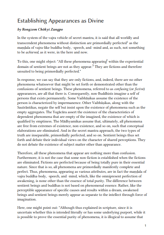 Establishing Appearances as Divine