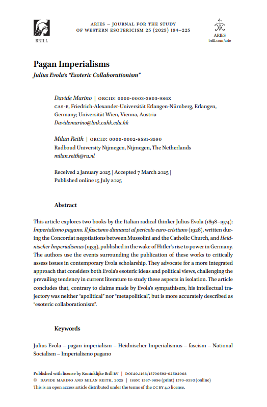 Pagan Imperialisms: Julius Evola’s “Esoteric Collaborationism” (ebook)