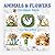 Animals & Flowers Coloring Book: Cute & Easy, 30 Relaxing Designs for Adults and Kids to Color