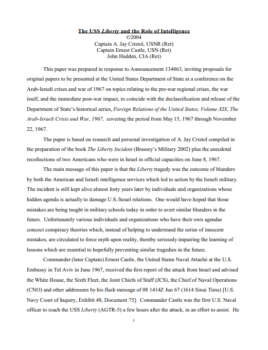 The USS Liberty and the Role of Intelligence (ebook)