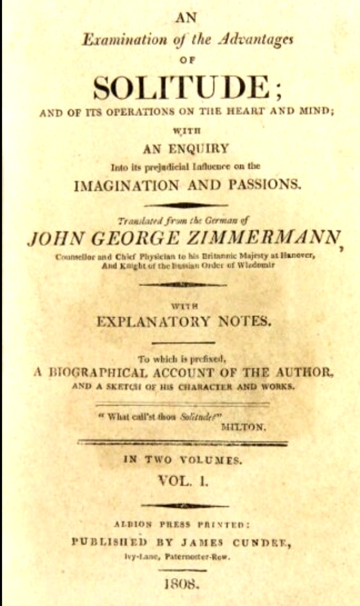 An examination of the advantages of solitude;: And of its operations on the heart and mind; with an inquiry into its prejudicial influences on the imagination and passions (Hardcover)