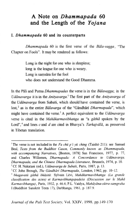 A Note on Dhammapada 60 and the Length of the Yojana (ebook)
