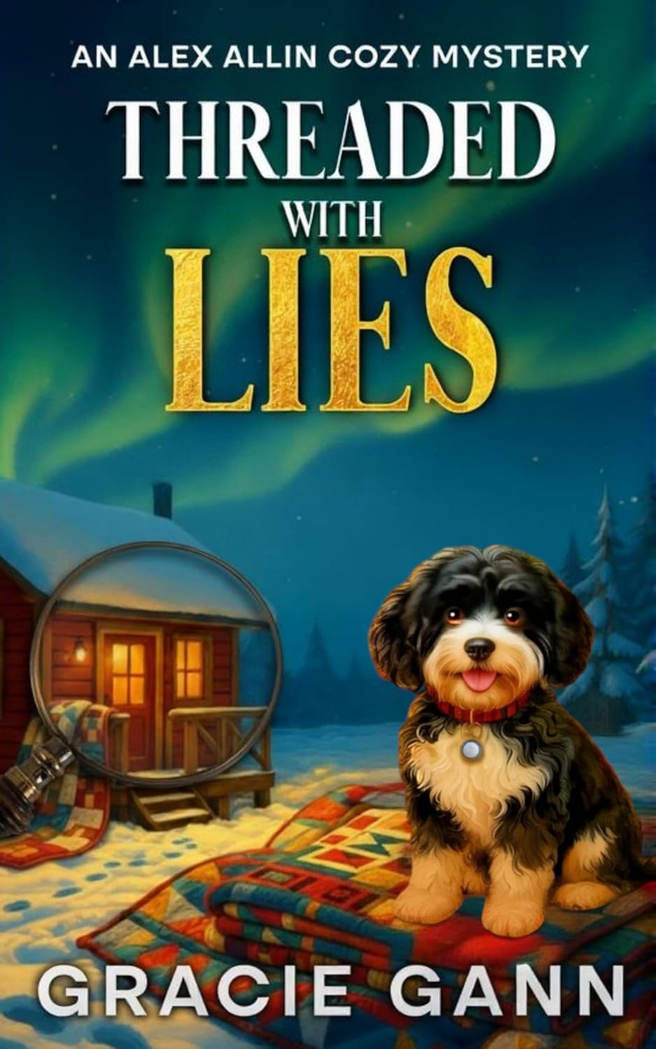 Threaded with Lies: A Clean Christian Cozy Mystery with a Cold Case Disappearance, a Loyal Dog, and Small-Town Secrets (Alex Allin Cozy Mysteries Book 3)