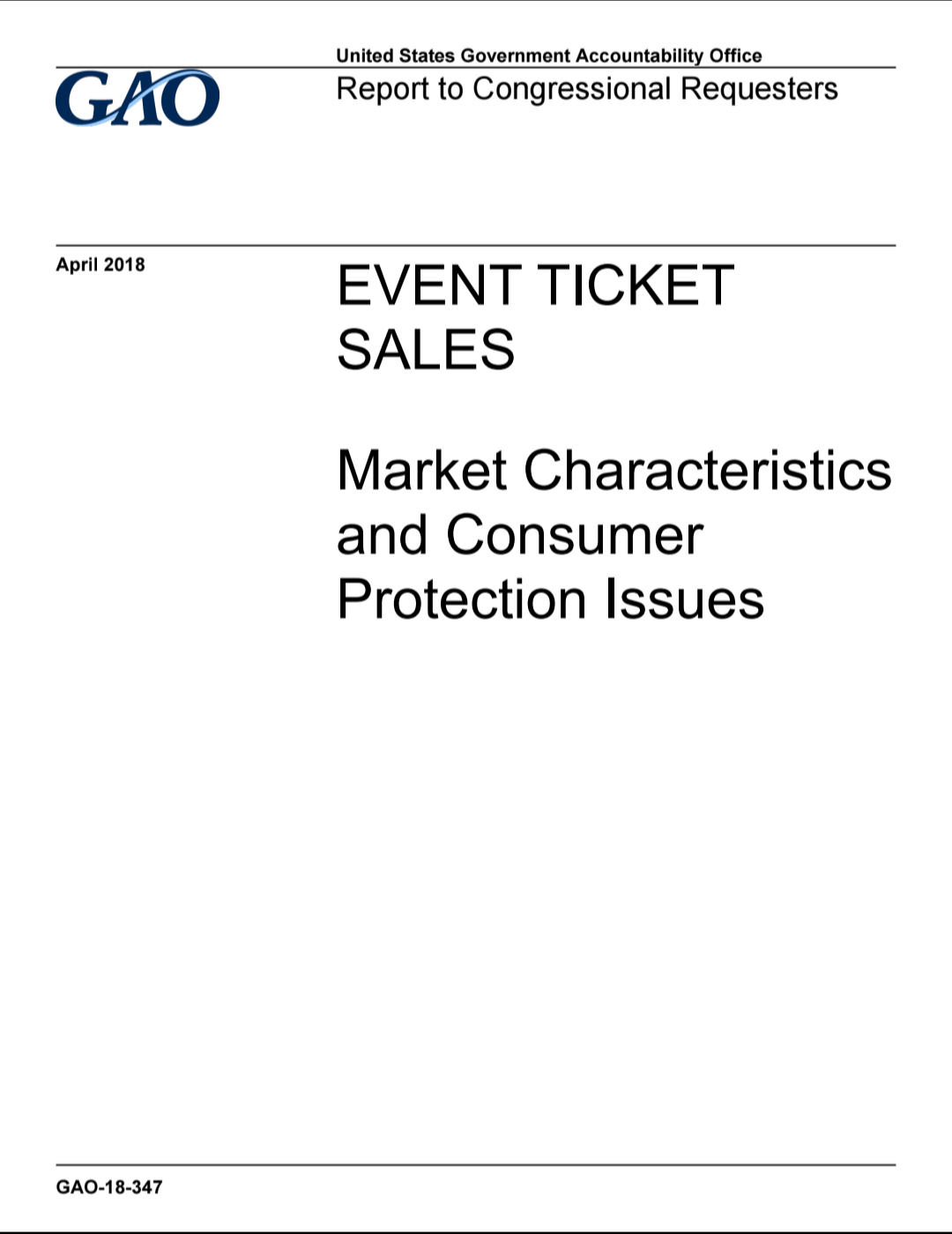 EVENT TICKET SALES: Market Characteristics and Consumer Protection Issues (ebook)