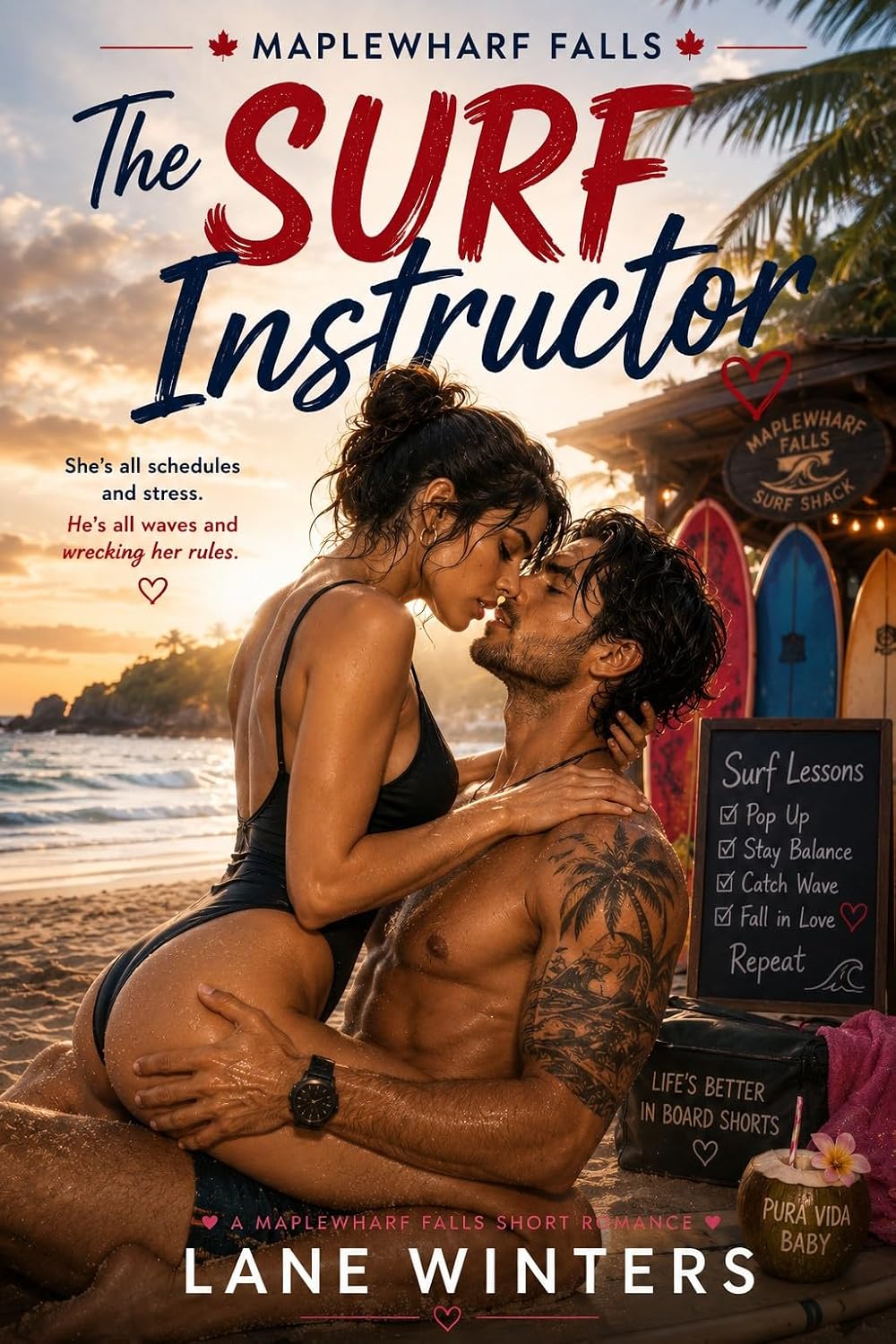 The Surf Instructor: A Steamy Beach Romance with a Grumpy Heroine (Maplewharf Falls Book 8)