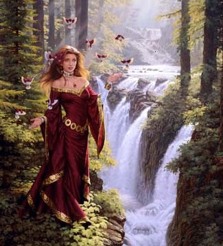 medieval lady walking thru woods Pictures, Images and Photos