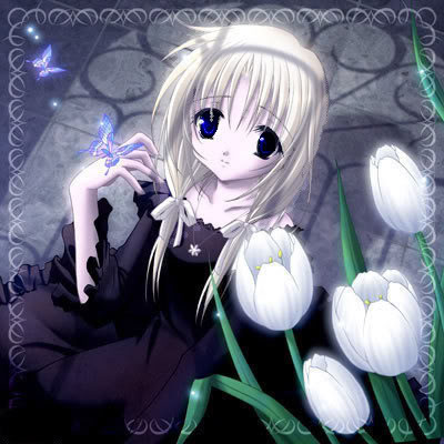 muna later on Thanks to komui Muna was able to have a contact that masks most o her right eyes strange color yet...there is still some differance... Pictures, Images and Photos