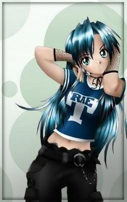 Blue-Haired Punk Anime Girl Pictures, Images and Photos