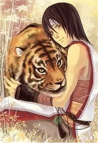 brown haired boy with tiger Pictures, Images and Photos