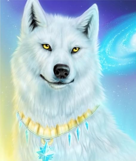 anime white wolf with blue necklace Pictures, Images and Photos