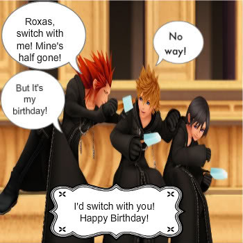 Axel,Roxas,Xion,sea salt ice cream,happy birthday