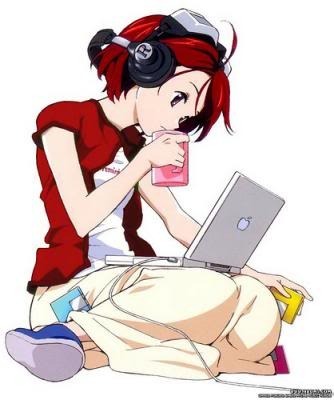 anime girl with her laptop Pictures, Images and Photos