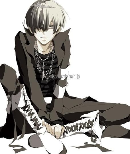 anime guy boy gray hair white prince dark