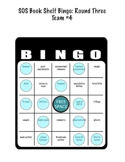 SOS book shelf bingo card
