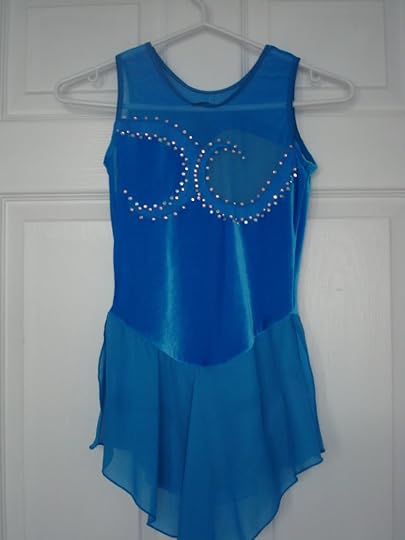 Blue Velvet Competition Dress w/ Swarovski Crystals (BACK VIEW), Stunning Blue Competition Dress w/ 130 Swarovski Crystals. Fits Youth 12/14. $160