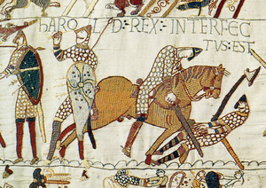 English: Harold Godwinson falls at Hastings. H...
