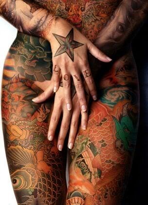 full female body tattooed