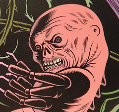 Further detail of Burns art featuring alien monster