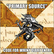 'primary source': code for whiny diary entry