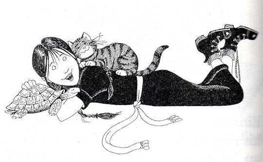 Mildred Hubble with Tabby and Einstein