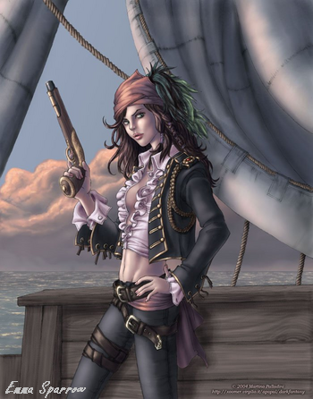 Esther = pirate. She's buff too.