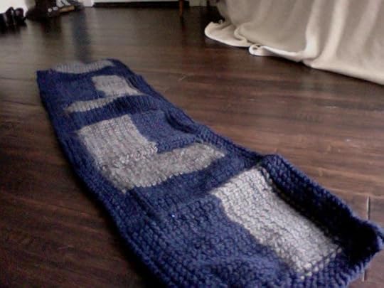 navy blue and grey blocked scarf