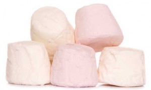 marshmallows on a white background