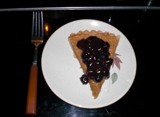 Lemon tart with blueberry-ginger compote.