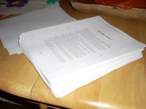About 340 pages of bone-rattling adventure. You can't tell by the picture, but the table was actually shivering with excitement.