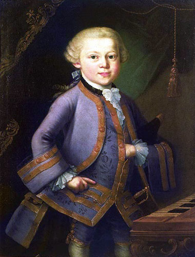 Portrait of Wolfgang Amadeus Mozart as a child.
