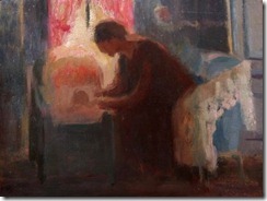 Mother and child in bassinet at window - Paul Sieffert- 1874 - 1957
