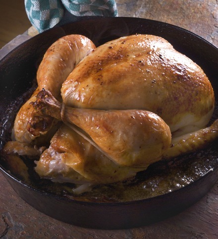 Herb-brined, roasted chicken, photo by Donna