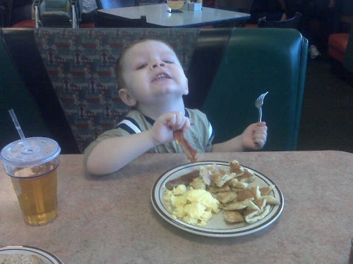 Enjoying a Free Denny's Junior Grand Slam