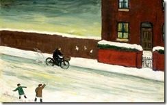 Cyclist in the Snow by Alan Lowndes --1921 - 1978