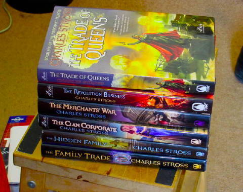 pile of Merchant Princes books