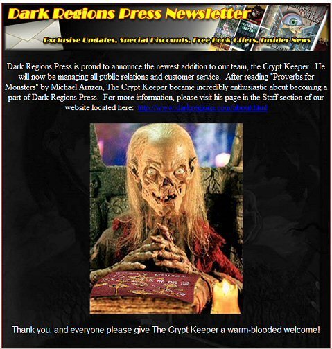 Dark Regions Press Newsletter Surprise