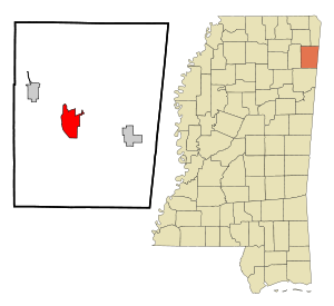 Location of Fulton, Mississippi
