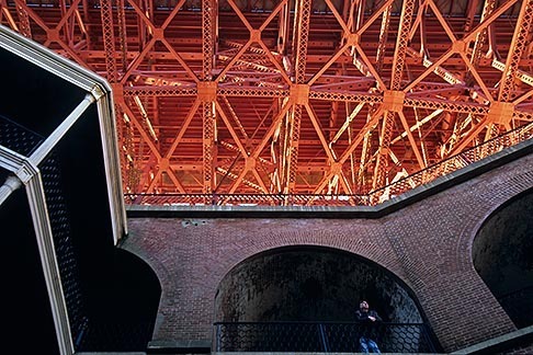 8-720-66 stock photo of California, San Francisco, Fort Point beneath Golden Gate Bridge