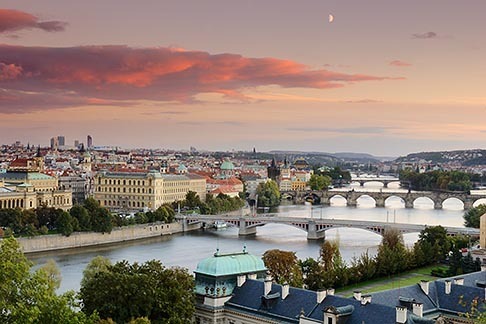 4-960-7449 stock photo of Czech Republic, Prague, Bridges on the River Vlatava