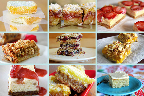 brownies and bars collage fruit