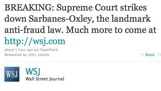 Twitter / Wall Street Journal: BREAKING: Supreme Court st ...