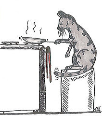 Sir Pussykins Making an Omelet
