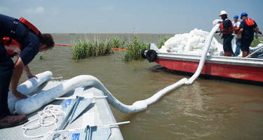 Gulf oil spill cleanup booms