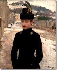 Jeune Nancienne dans un paysage de neige-- 1887--Emile Friant