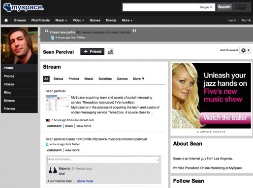 new MySpace interface