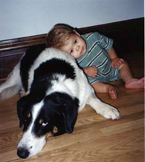 Green-Hand with his first dog, Brian.
